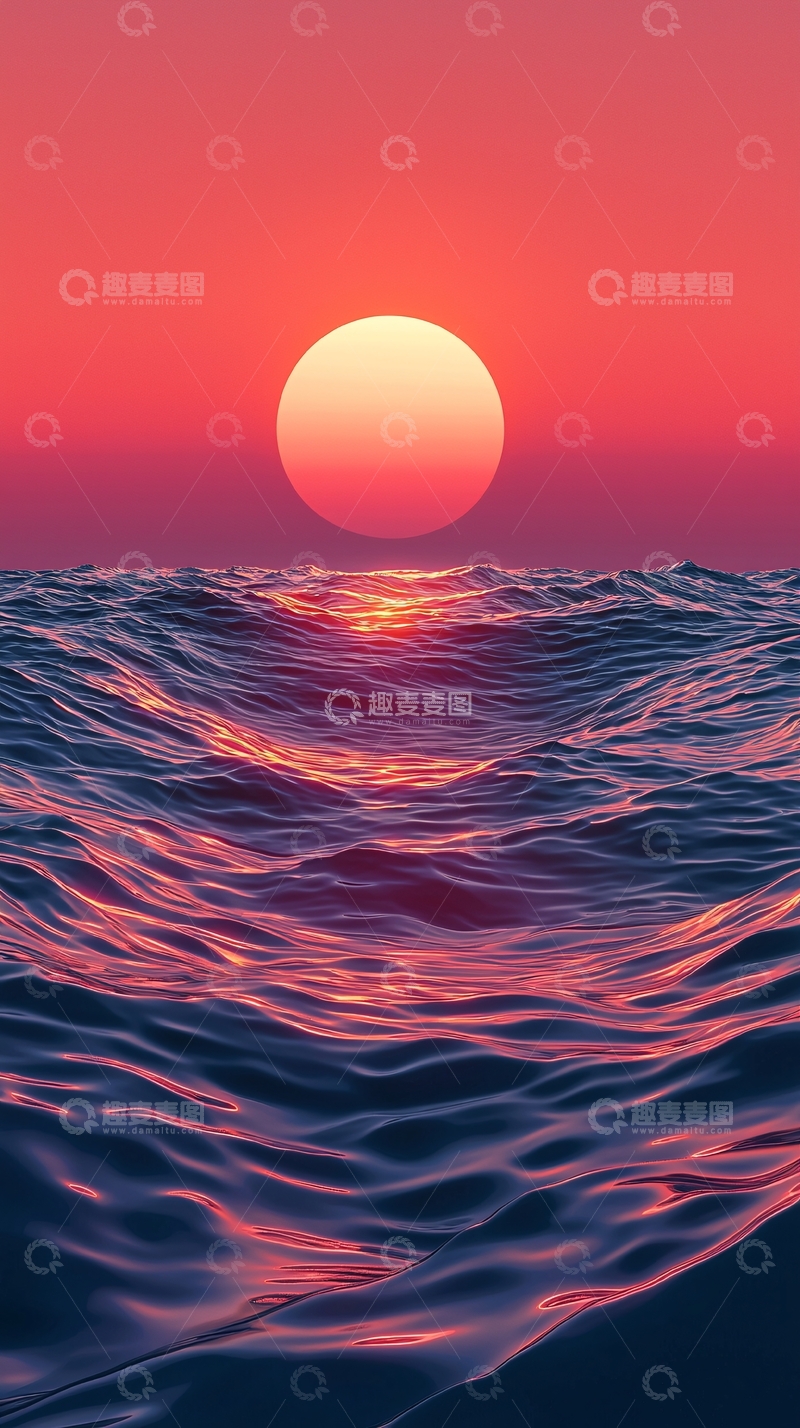 高清大图下载【趣麦麦图】海面日出