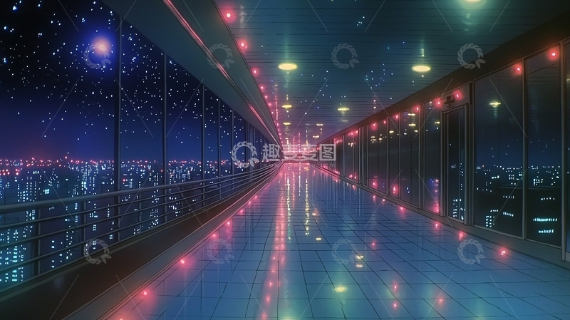 高清大图下载【趣麦麦图】夜景走廊