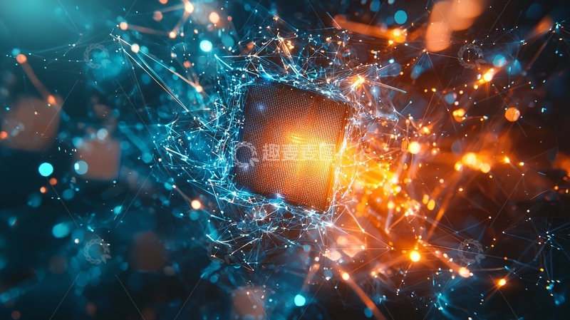 高清大图下载【趣麦麦图】蓝色橙色光线交织的科技感图案