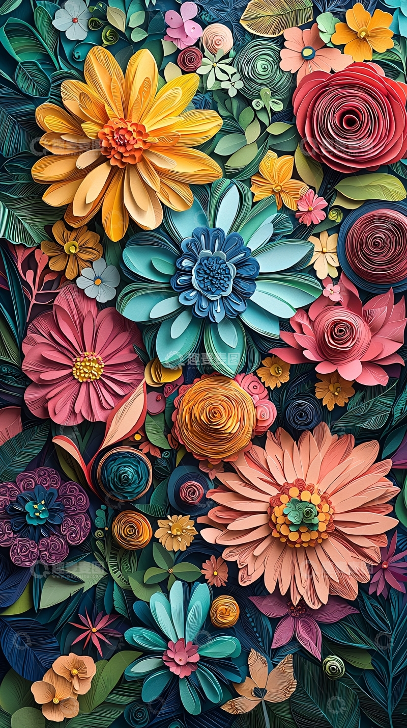 高清大图下载【趣麦麦图】色彩绚丽的立体纸花