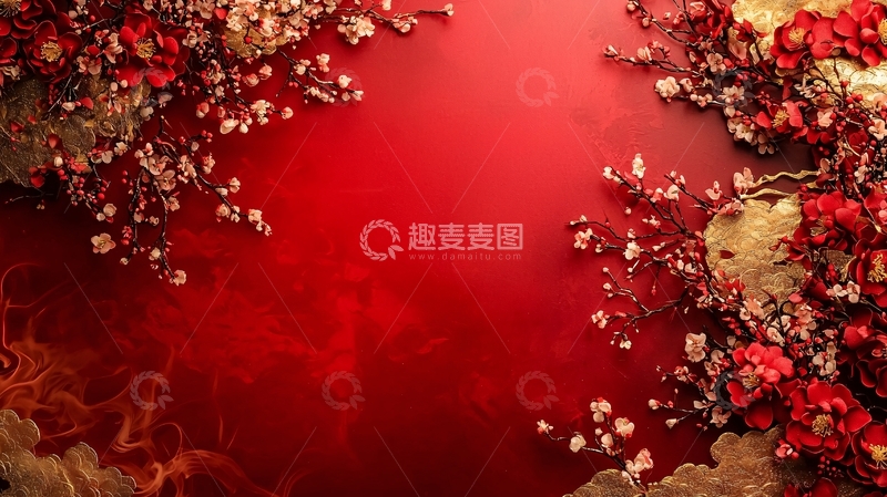 高清大图下载【趣麦麦图】红色背景