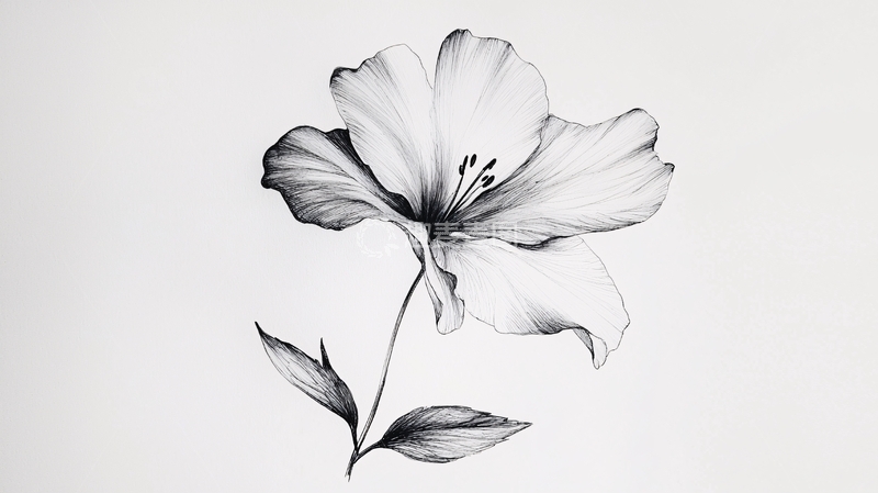 高清大图下载【趣麦麦图】铅笔素描单色花朵