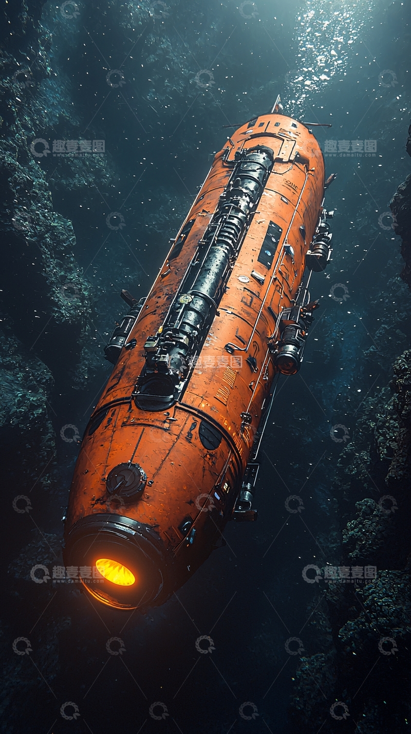 高清大图下载【趣麦麦图】深海橙色潜水器