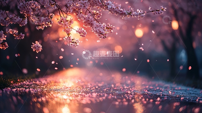高清大图下载【趣麦麦图】唯美樱花落英缤纷