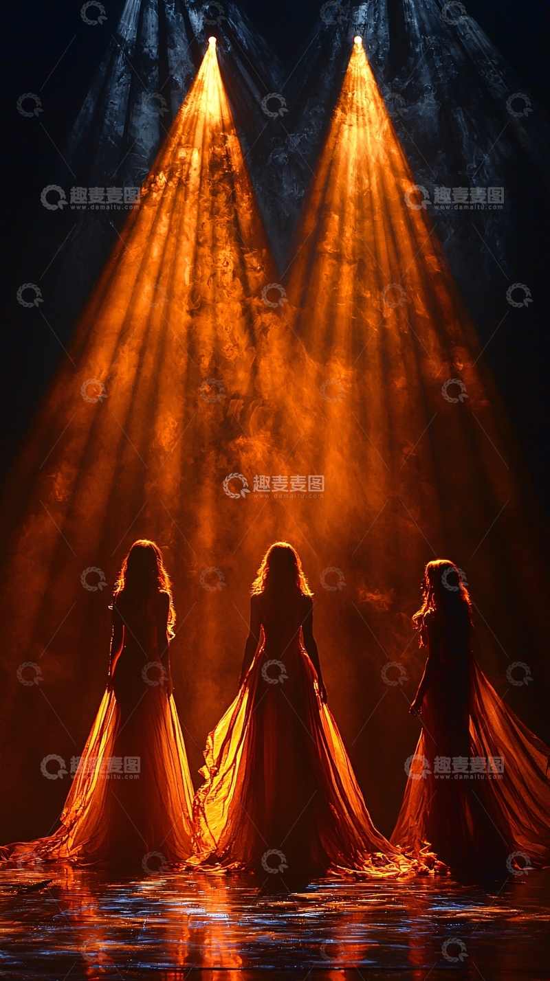 高清大图下载【趣麦麦图】舞台灯光下的三个身影