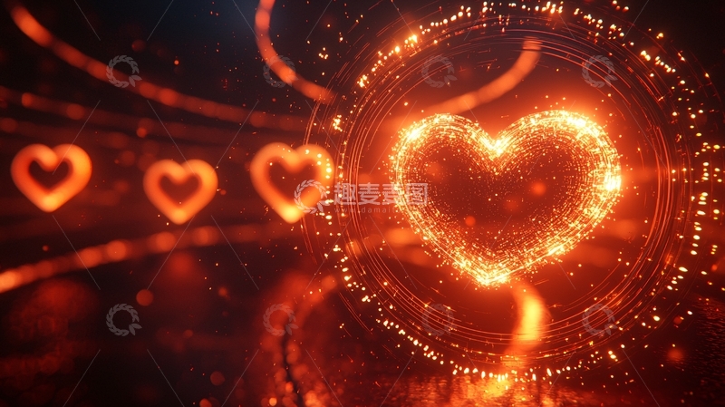 高清大图下载【趣麦麦图】火光闪耀的爱心