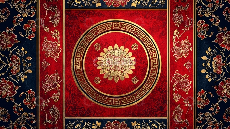 高清大图下载【趣麦麦图】红金色花纹图案底纹