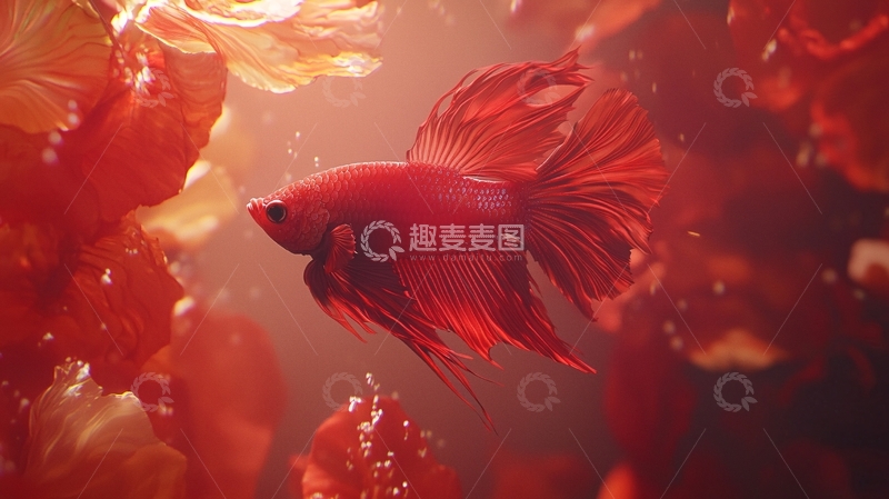 高清大图下载【趣麦麦图】红色斗鱼