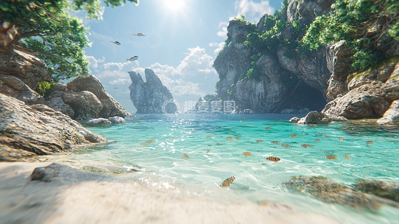 高清大图下载【趣麦麦图】阳光下的热带海滩风光