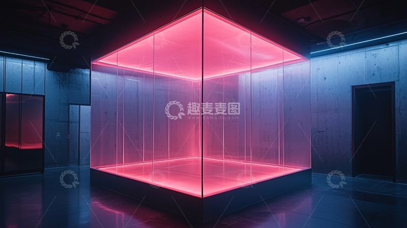 高清大图下载【趣麦麦图】发光的粉色立方体