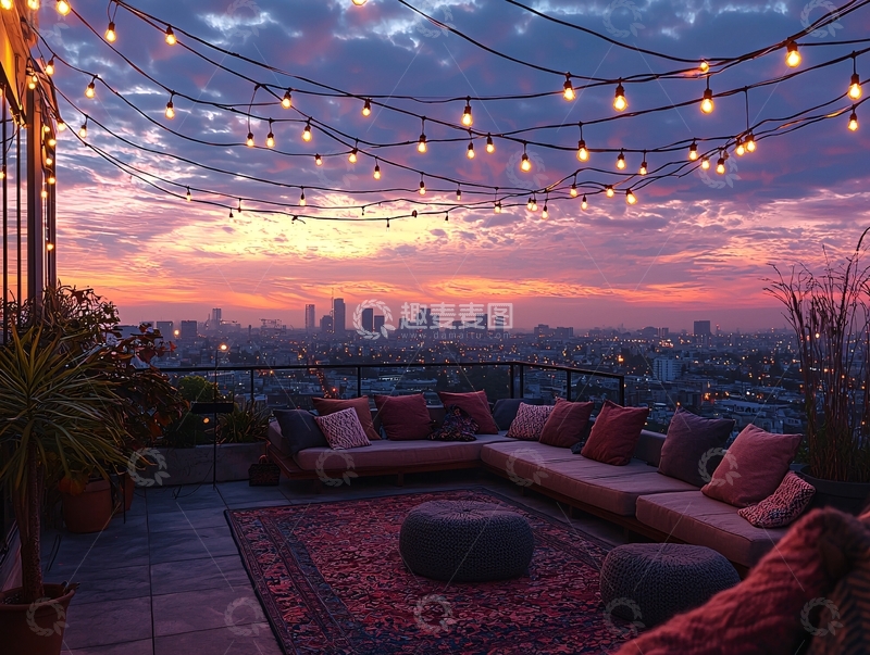 高清大图下载【趣麦麦图】城市夜景下的浪漫露台