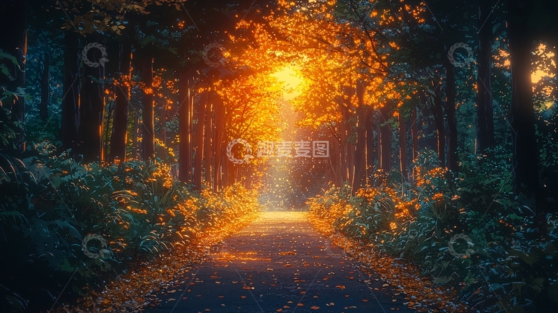 高清大图下载【趣麦麦图】森林小路阳光灿烂唯美意境