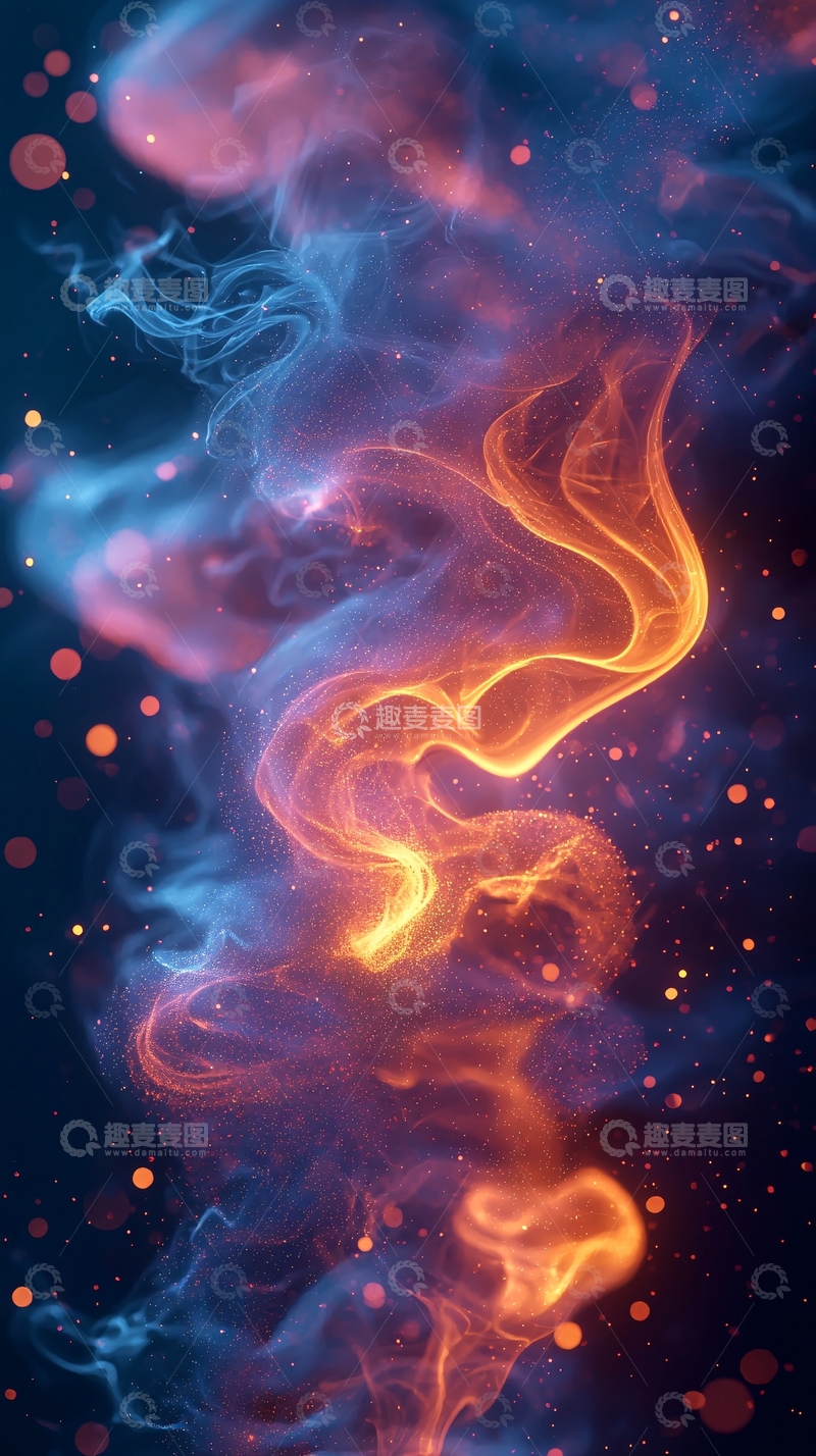 高清大图下载【趣麦麦图】蓝橙色梦幻光晕背景