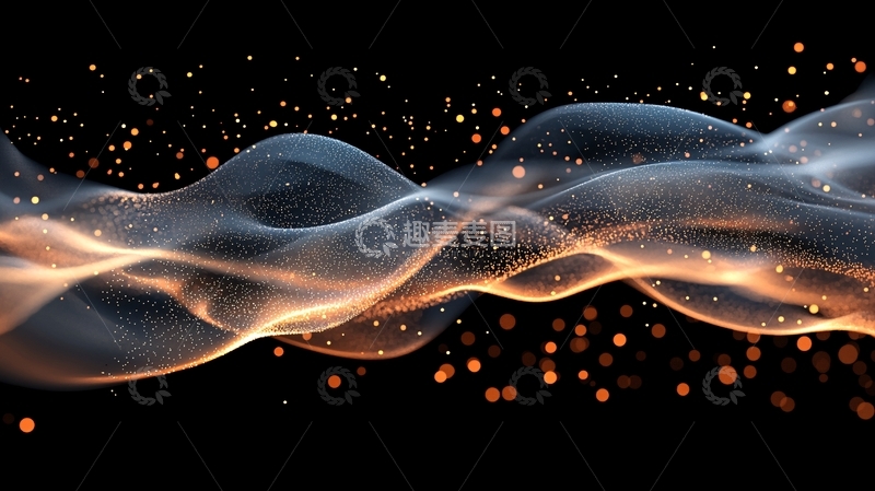 高清大图下载【趣麦麦图】金色光点流动的抽象曲线