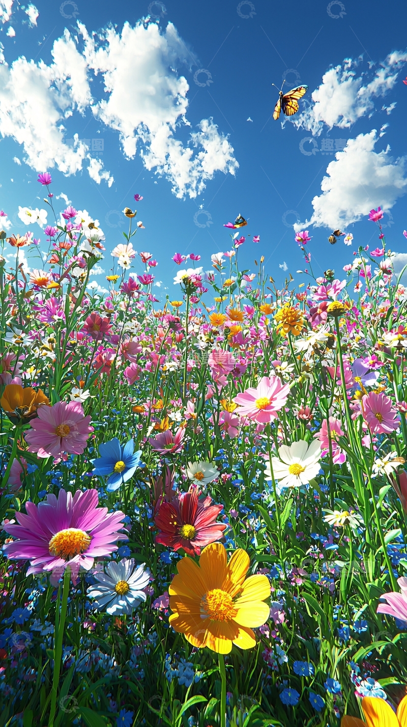 高清大图下载【趣麦麦图】鲜花盛开的草地