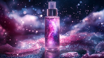 星空背景下的香水瓶
