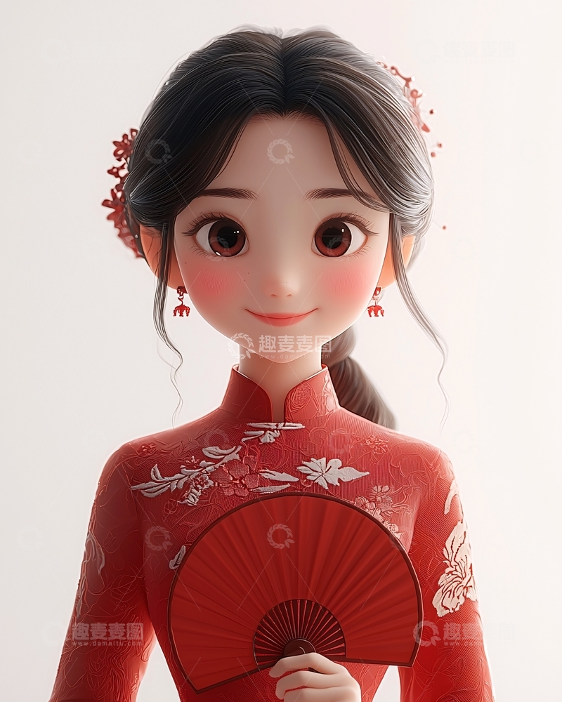 高清大图下载【趣麦麦图】可爱卡通越南新娘