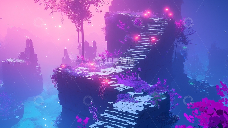 高清大图下载【趣麦麦图】梦幻紫粉色奇幻场景