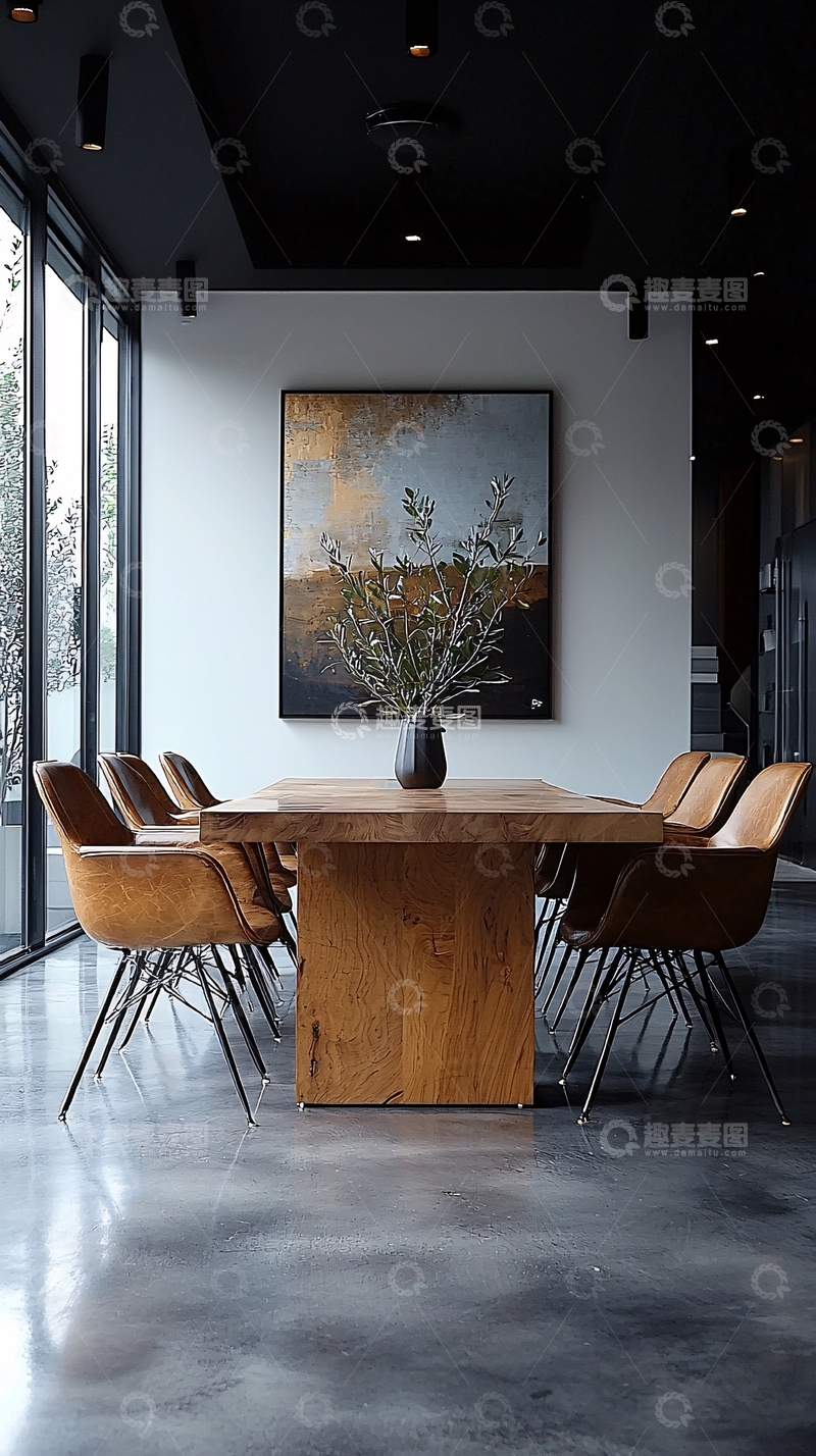 高清大图下载【趣麦麦图】木质长桌旁的用餐场景