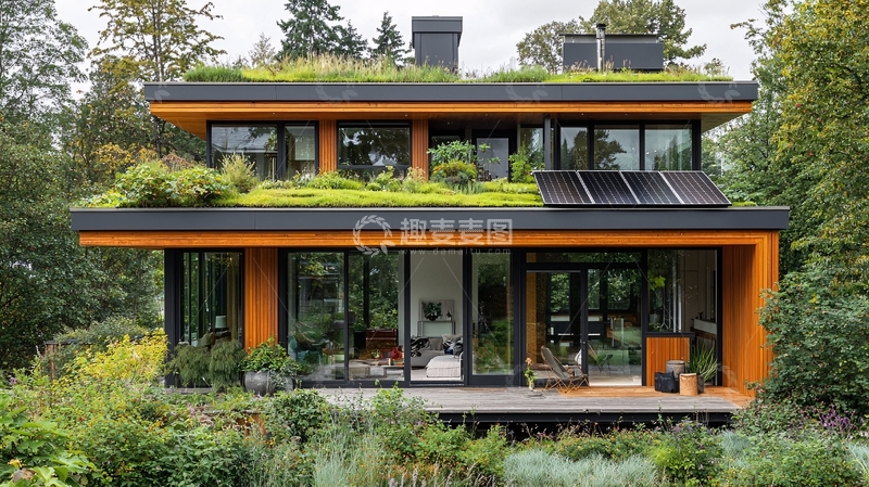 高清大图下载【趣麦麦图】绿色屋顶现代住宅