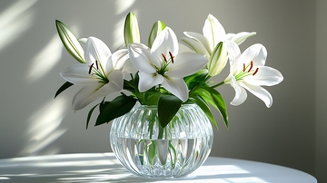 纯净白色百合花插花