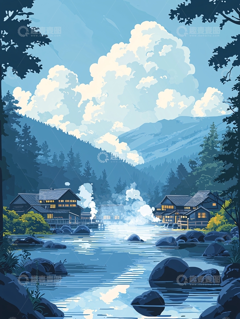 高清大图下载【趣麦麦图】湖畔小屋高清图片