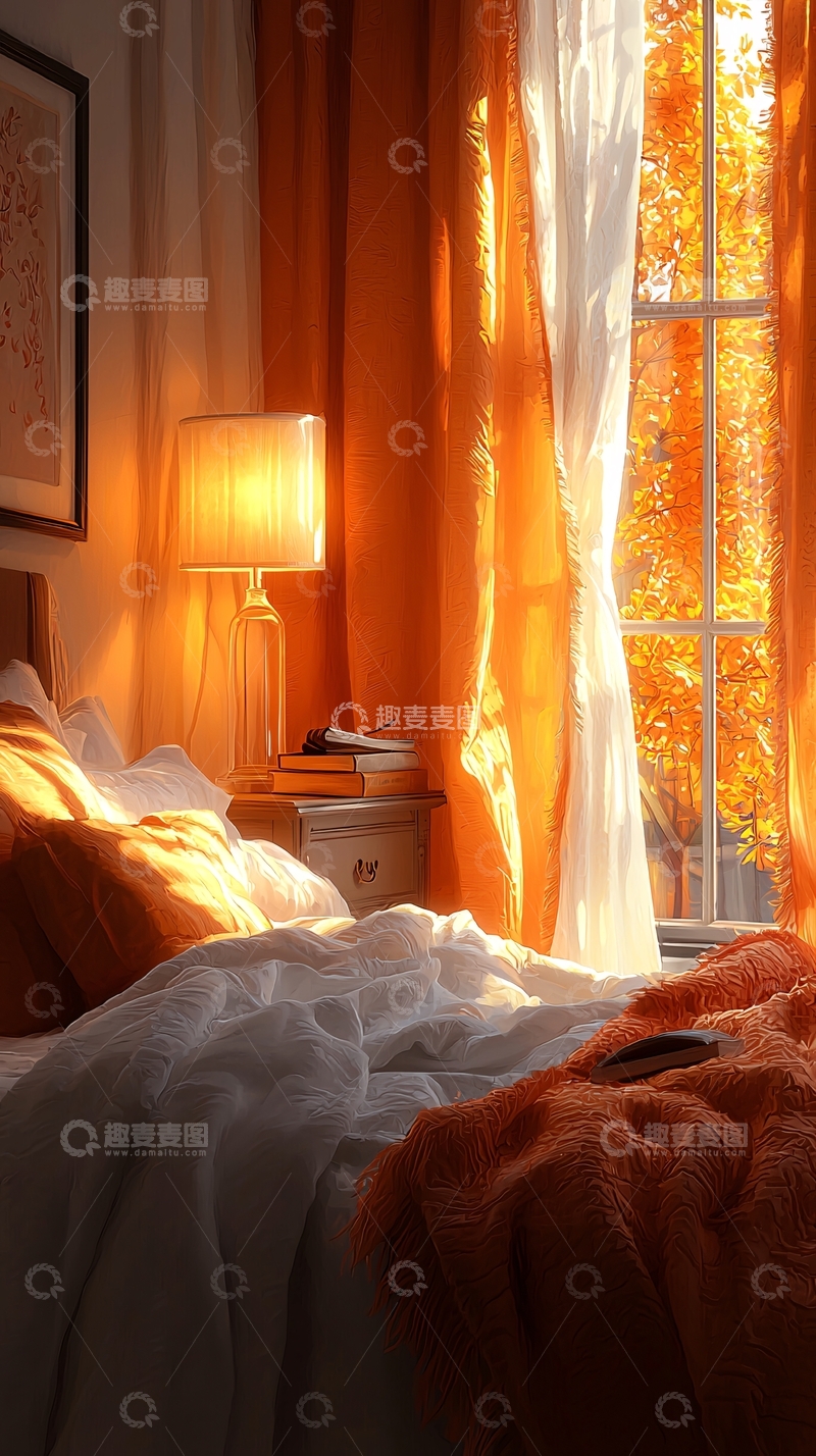 高清大图下载【趣麦麦图】秋日暖阳洒满卧室