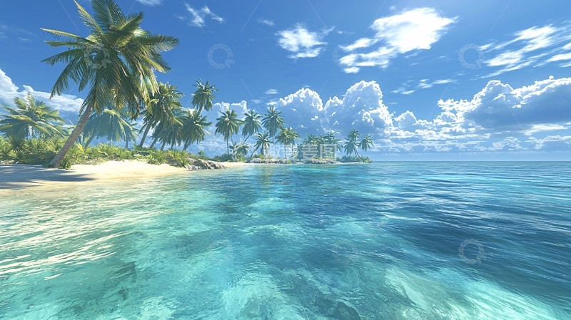 高清大图下载【趣麦麦图】热带海滩椰树风景