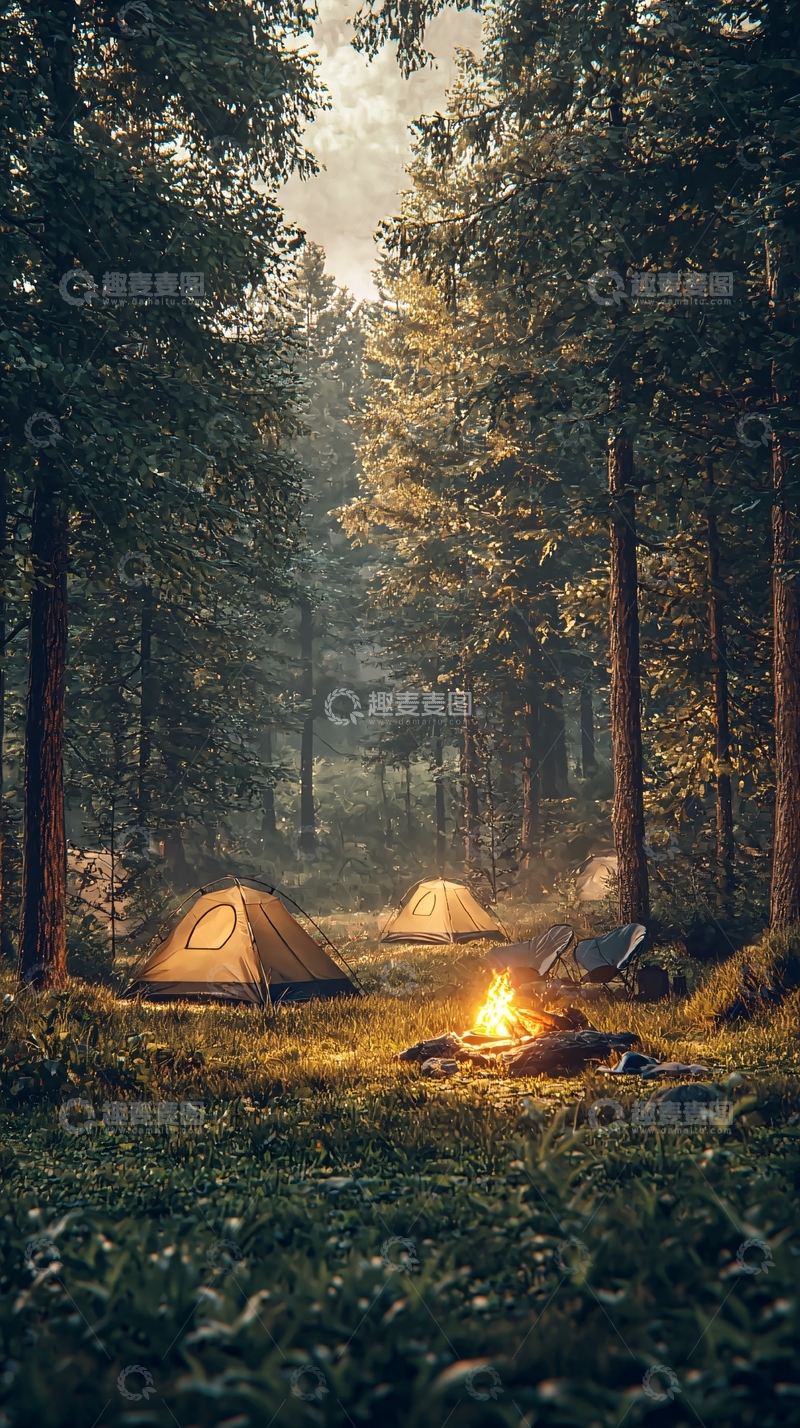 高清大图下载【趣麦麦图】森林露营