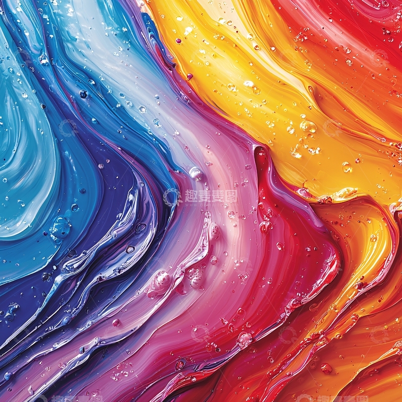 高清大图下载【趣麦麦图】彩色液体流动融合