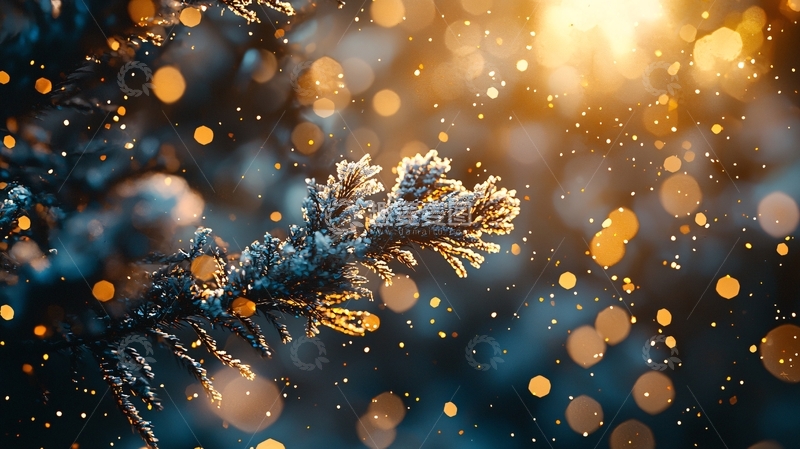 高清大图下载【趣麦麦图】冬季树枝上闪耀着光芒