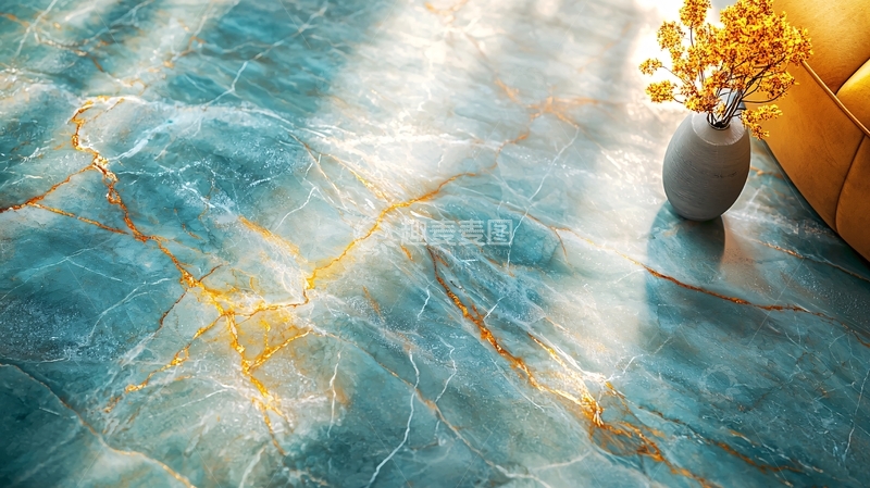 高清大图下载【趣麦麦图】蓝金纹理大理石地板