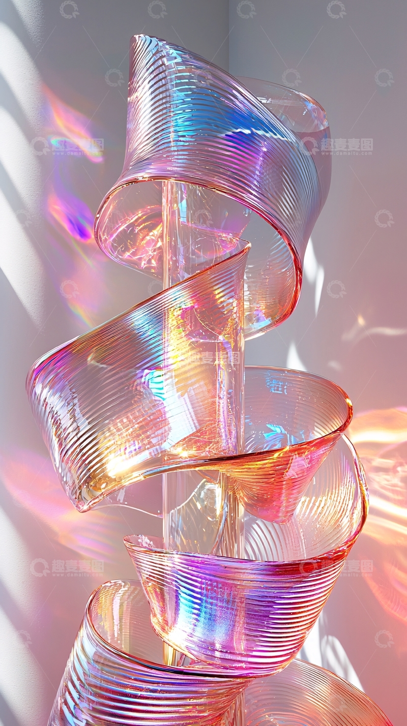 高清大图下载【趣麦麦图】梦幻彩虹玻璃雕塑