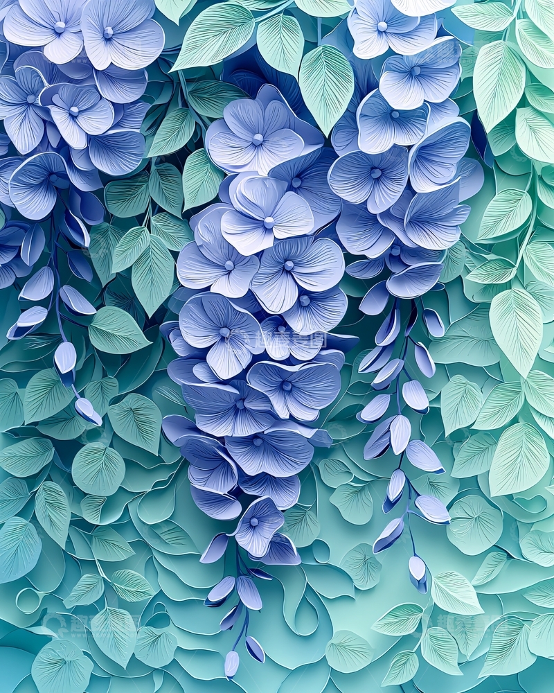高清大图下载【趣麦麦图】蓝紫色纸雕花藤