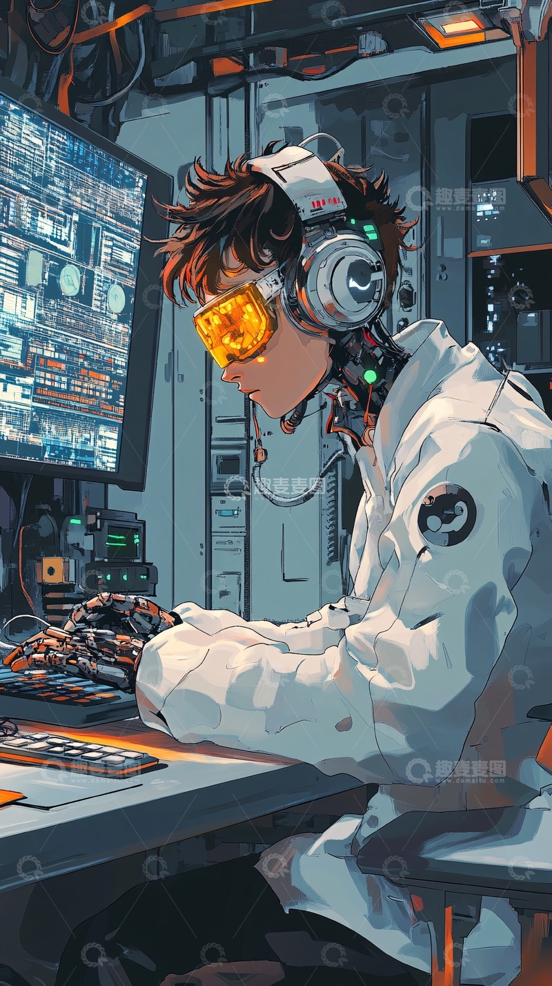 高清大图下载【趣麦麦图】-未来科技感男孩