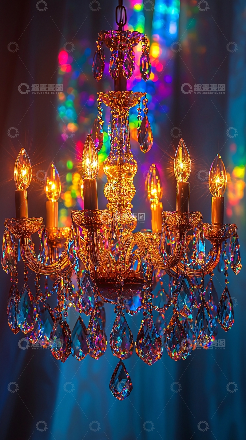 高清大图下载【趣麦麦图】华丽水晶吊灯光影斑斓