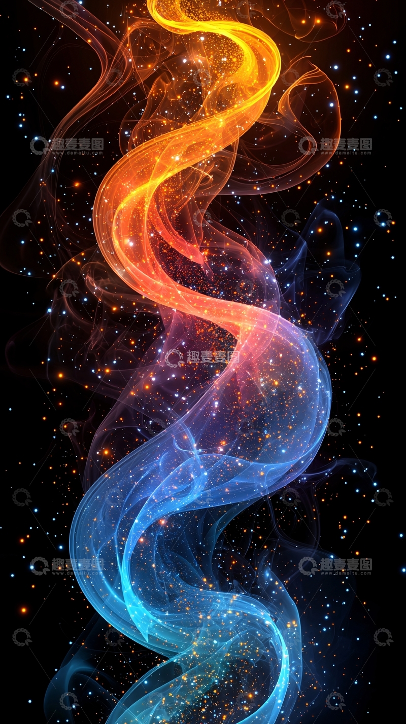 高清大图下载【趣麦麦图】火焰与冰冷的抽象能量流