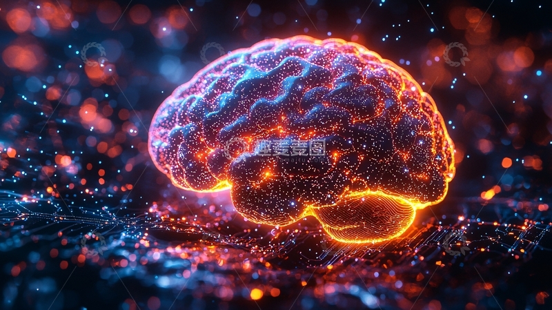 高清大图下载【趣麦麦图】发光粒子脑部结构图