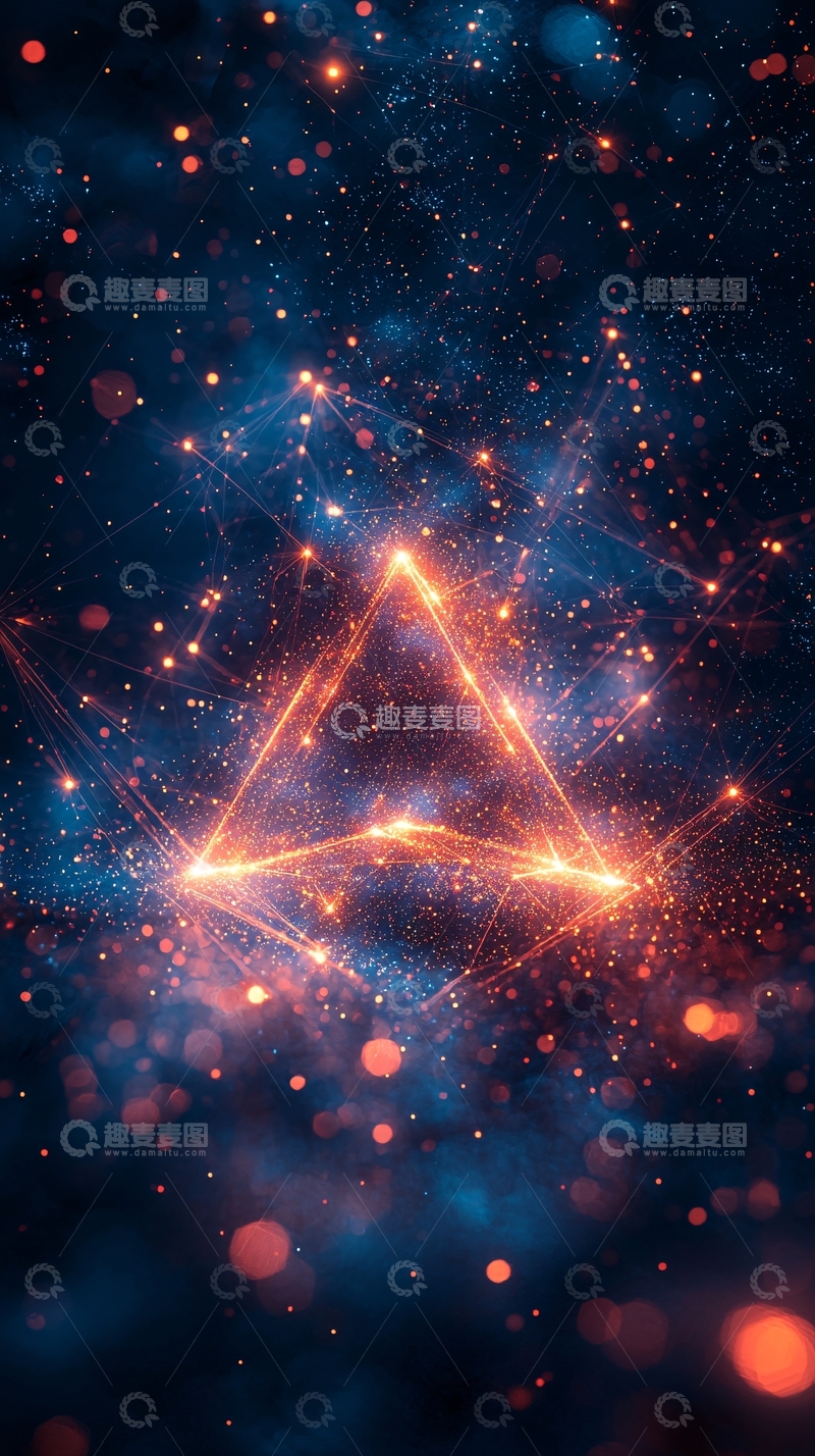 高清大图下载【趣麦麦图】发光三角形星空背景