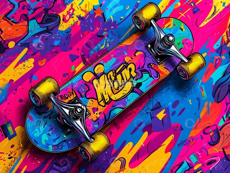 高清大图下载【趣麦麦图】彩色涂鸦滑板