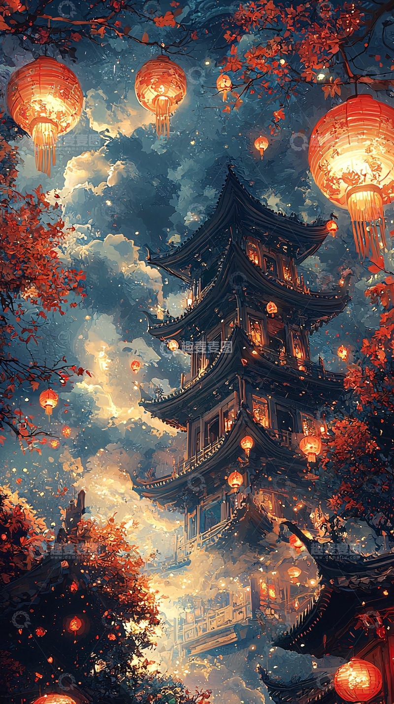 高清大图下载【趣麦麦图】梦幻国风建筑