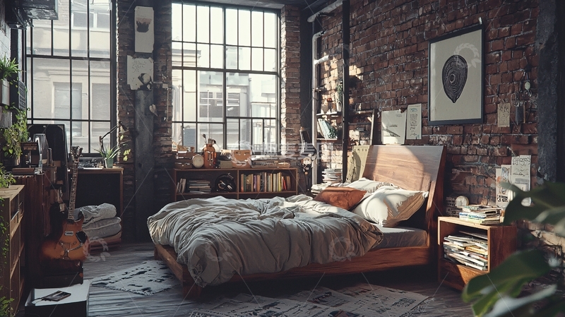 高清大图下载【趣麦麦图】工业风卧室