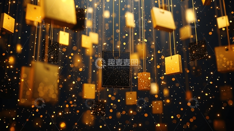 高清大图下载【趣麦麦图】金色购物袋