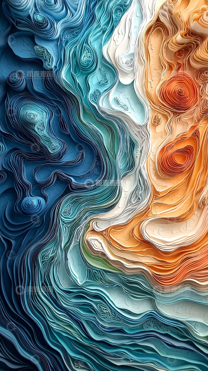 高清大图下载【趣麦麦图】抽象艺术海滩场景