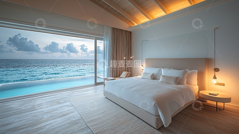 高清大图下载【趣麦麦图】海景房卧室私家泳池