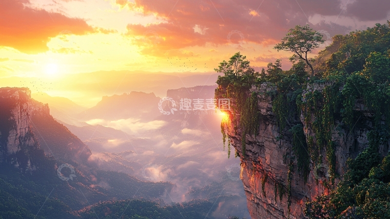 高清大图下载【趣麦麦图】日出云海山峰