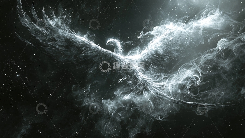 高清大图下载【趣麦麦图】星云凤凰翱翔图