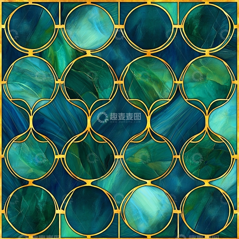 高清大图下载【趣麦麦图】绿色蓝色圆形相间图案