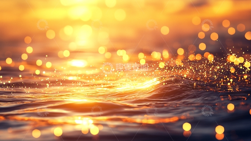 高清大图下载【趣麦麦图】金色阳光洒在海面上的光斑