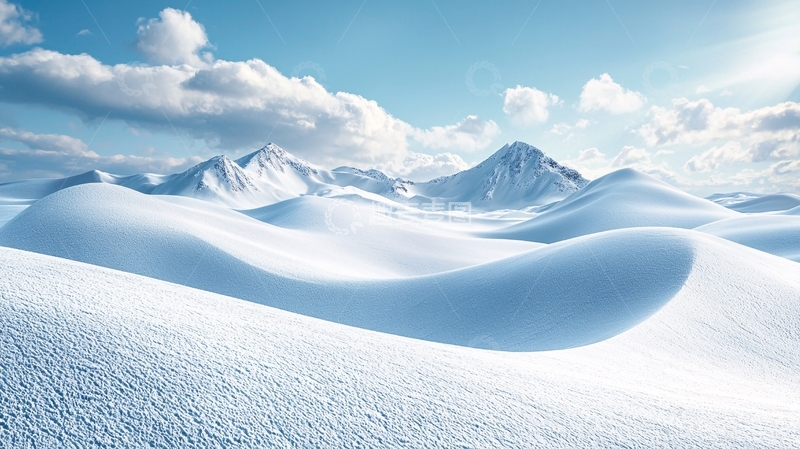 高清大图下载【趣麦麦图】雪山下的白色丘陵